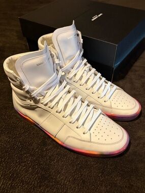 Yves Saint Laurent High-Top Sneakers White/Tie-Dye